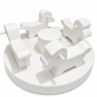 Manège Électrique Blanc Doux pour Enfants avec Double Poignée, 4 Places, pour Aire de Jeux Intérieure/Extérieure et Location de Fêtes