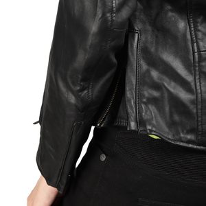 Veste en cuir d'agneau véritable pour femme, style zippé, vente en gros - Product Image 6