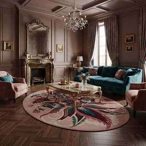 Tapis rectangulaire abstrait tufté à la main en laine/coton, antidérapant, de luxe, pour salon, chambre, décoration intérieure - Product Image 2