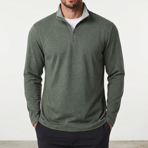Golf Clothing Outdoor Sports Solid Stand Collar Autumn Knitted 1/4 Zip Long Sleeve Fleece Pullovers <b>Sweatshirts</b> for <b>Men</b> - Product Image 4