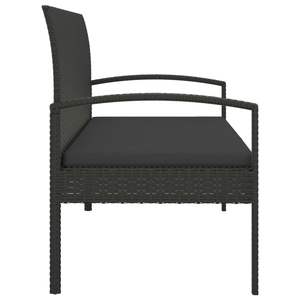 Petit banc de jardin en rotin PE noir avec structure en acier thermolaqué et assise en mousse - Product Image 4