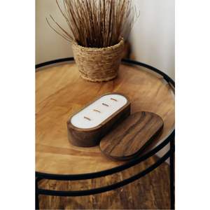 Vela de Lujo Personalizada en Cuenco de Madera con Flores Secas, Cera de Soja Natural Aromática para Bodas y Aromaterapia, Cuenco de Cera de Madera Maciza Nórdica - Product Image 2