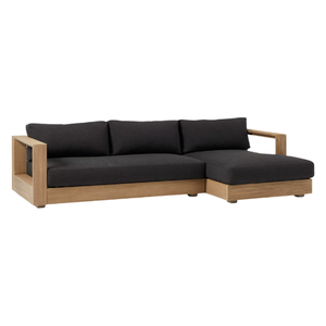 Canapé d'angle en teck massif moderne avec coussins épais, ensemble de salon de jardin extérieur - Product Image 6