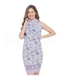 Pareo de algodón con estampado artesanal Sea Swirl Aqua Green para mujer, ligero, para cubrir el bikini, ideal para la playa y resorts de verano. - Product Image 2