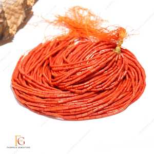 Cuentas de Coral Natural de Taiwán AAA+ Lisas en Forma de Tubo, 15 Pulgadas, Personalizables para la Fabricación de Joyería - Product Image 6