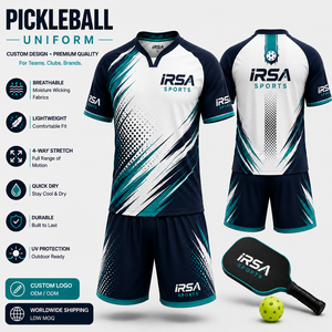 Conjunto de Jersey de Pickleball Sublimado para Hombre IRSA SPORTS, Cuello en V, Manga Corta, Uniformes Deportivos que Absorben la Humedad - Product Image 5