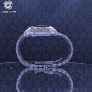 Charm_Jewels Luxury Square Quartz <b>Watch</b> Stainless Steel Case <b>Diamond</b> Bezel Analog Dial Luminous Unisex - Product Image 3