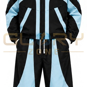 Ensemble de survêtement unisexe personnalisé à blocs de couleur, à capuche, manches longues, fermeture éclair frontale, coupe ample, style streetwear et sportswear, collection Printemps - Product Image 6