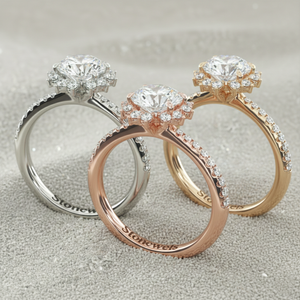 แหวนหมั้นทรงวินเทจ Aureola Diamond Halo ชุบทองคำสีกุหลาบ สำหรับทองคำที่ได้รับการรับรอง - Product Image 5