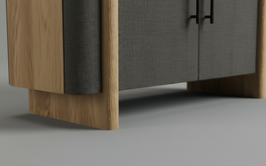 Aparador Moderno de Roble Macizo con 2 Puertas y Puertas de MDF, Almacenamiento Ecológico para Sala de Estar - Product Image 6