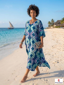 Vestido Kaftán Estampado para Mujer, Ligero y Cómodo, Ropa de Playa, Corte Holgado, Estilo Elegante, Fabricación Personalizada al por Mayor, Suministro para Exportación - Product Image 5