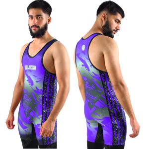 Camiseta de lucha libre para hombre de talla grande de punto personalizado Blaze, diseño transpirable con técnica tejida por sublimación, camisetas sin mangas lavadas - Product Image 1