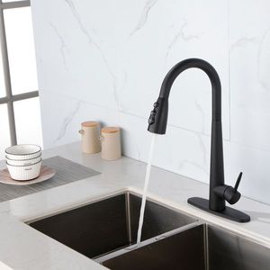 Rubinetto da Cucina a 3 Fori con Doccetta Estraibile, Anti-Impronta, con Montaggio su Piano - Product Image 1