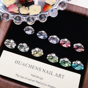 Adornos de <span class=keywords><strong>Uñas</strong></span> de Cristal Ovalados, Diseño de Corona con 3 Piedras Decorativas, Base de Metal Plateado, Cristal Plano, Estilo Real - Product Image 4