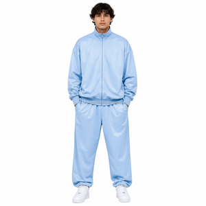 Ensemble de survêtement ample pour homme en molleton de coton épais, sweat-shirt à fermeture éclair intégrale et pantalon de jogging, logo personnalisé, fabrication OEM ODM - Product Image 1