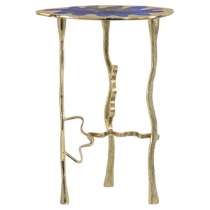Sleek design Luxury <b>tall</b> brass side table in brass and semi-precious stone contemporary designer accent table - Product Image 4