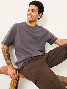 Camiseta de hombre vintage lavada, de corte holgado, hombros caídos, oversize, casual, cuello redondo, de algodón suave, transpirable, estilo urbano, manga corta - Product Image 3