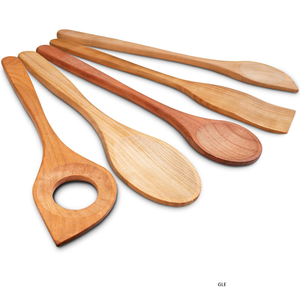 Utensilios de Cocina Ecológicos con Agarre Cómodo, Espátulas de Madera Natural, Juego de Utensilios de Cocina de Madera de Acacia de 9 Piezas para el Hogar - Product Image 5