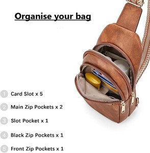 Sac bandoulière vintage en PU marron, sangle réglable, fermeture éclair, imperméable, durable, usage quotidien décontracté, sac à bandoulière unisexe - Product Image 2