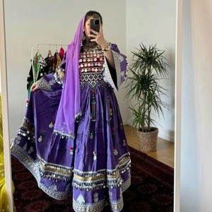 <b>Purple</b> Embroidered Abaya Floor Length Long Sleeve Neck Ethnic <b>Dress</b> Women Adults Pakistan Wedding Traditional Muslim Clothing - Product Image 2