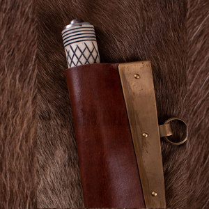 Cuchillo Tradicional Vikingo Scramasax de Hoja Fija, Hecho a Mano con Acero de Damasco y Empuñadura de Hueso, Cuchillo de Alta Calidad para Bushcraft - Product Image 2