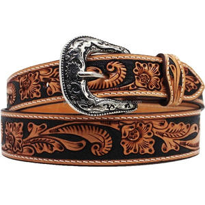 Export Quality Hand Embossed Floral Tooled Western Leather <b>Cowboy</b> <b>Belt</b> Custom Design <b>Men's</b> Fashion Western Leather Tooling <b>Belt</b> - Product Image 6
