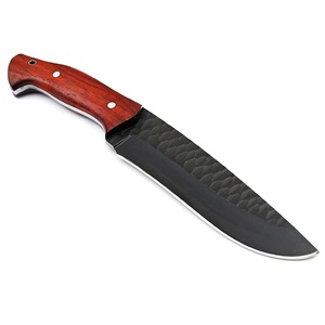 Handmade Forged Hunting Skinning Camping Knife <b>Hammered</b> Black Stainless Steel Blade Wooden Handle OEM High Quality Industrial - Product Image 2