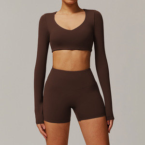 Conjunto Deportivo de Dos Piezas para Mujer: Bra Deportivo y Shorts de Cintura Alta para Yoga, Gimnasio, Fitness, Secado Rápido - Product Image 1