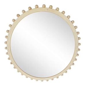 Unique Round Wood & Bone Inlay <b>Framed</b> Glass Wall <b>Mirror</b> with Beads Handcrafted Contemporary Decorative Wall Art REHMAN CRAFT - Product Image 3