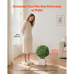 Árboles de Buxus Artificiales de 22 Pulgadas, Juego de 2 Arbustos Falsos con Estaca para el Suelo, Árbol de Seda Artificial de Aspecto Real - Product Image 5