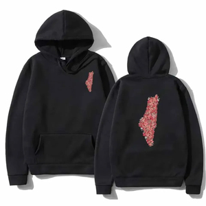 <b>White</b> 100% Cotton Fleece Pullover Hoodie Unisex Floral Outline Map Print Front Back Kangaroo Pocket Regular Fit <b>Sweatshirt</b> - Product Image 2