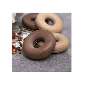 Scelleuse de sacs à collation en bois faite à la main, en forme de donut, 2 couleurs différentes, pour la maison/l'hôtel, organisateur de rangement de cuisine à bon prix - Product Image 1