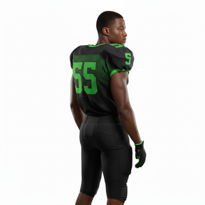 Ensemble d'uniformes de football américain 2026 noir et vert, prix bas, impression par sublimation personnalisée, uniforme de football américain pour hommes - Product Image 3