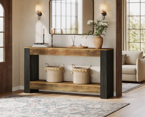 Mesa Consola Rústica de Madera con Cajones de Almacenamiento para Organización en Salas de Estar, Dormitorios y Entradas de Estilo Rústico - Product Image 5