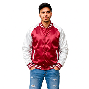 Giacca Varsity Personalizzata <span class=keywords><strong>in</strong></span> Raso con Maniche a Contrasto, Produttore di Abbigliamento Streetwear, Fornitore all'Ingrosso di Etichette Private OEM - Product Image 2