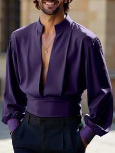 La Blusa Moderna Regency: un homenaje a la silueta histórica actualizada para las tendencias de hoy. Camisa Poet con cintura fruncida y escote en V profundo. - Product Image 5