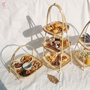 Handwoven Bamboo <b>Snack</b> <b>Tray</b> Natural, Bamboo Serving <b>Tray</b> Display for Japanese Dining OEM ODM - Product Image 2