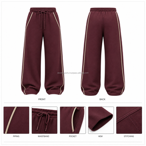 OEM <b>Womens</b> Baggy Fit Wide Leg <b>Jogging</b> <b>Pants</b> in Cotton Fleece Streetwear OEM Durable Drawstring Soft Stylish Elastic Waist - Product Image 4