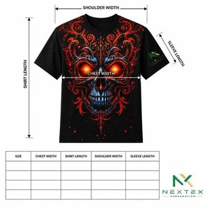 T-shirt personnalisé pour homme avec motif crâne flamboyant 3D, style gothique streetwear, col rond, impression par sublimation, fabrication OEM - Product Image 6