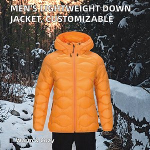 Chaqueta de Plumón con Capucha para Hombre, Color Naranja, Cierre de Cremallera, Resistente al Viento, Estilo Casual para Invierno, Corte Regular, Exterior de Poliéster - Product Image 6
