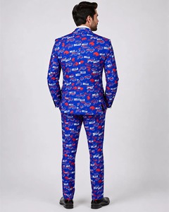 Buffalo Bills NFL Men's Blue Printed Suit <b>Set</b> Sublimation Transfer Print Polyester Business Suits Regular Fit Single Breasted - Product Image 6