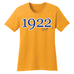 T-shirt brodé personnalisé Sigma Gamma Rho 1922, année de fondation de la sororité grecque, tee-shirt décontracté en coton, vêtements universitaires, streetwear - Product Image 1
