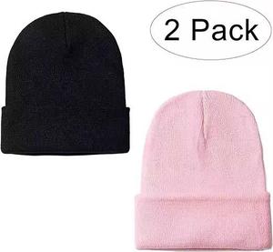 Pink Unisex <b>Beanie</b> Hat Solid Color Knit Winter Cap Casual Style 100% Acrylic Computer Knitted for Adults - Product Image 2