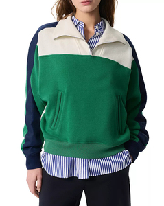 Fashion <b>Women's</b> Half <b>Zip</b> <b>Quarter</b> <b>Zip</b> Oversized Turtleneck Fleece Windproof 100% Cotton Embroidery Leopard Print Casual - Product Image 2