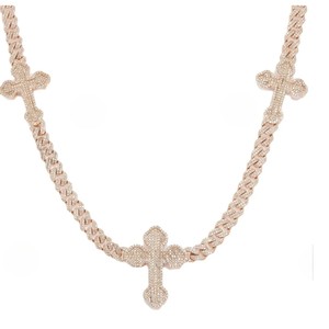 5MM 22" Sterling <b>Silver</b> Cuban Link Chain with Moissanite Brilliant Cut Unisex Hip Hop Party Iced Style Necklace - Product Image 1