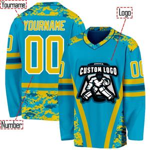 เสื้อฮอกกี้น้ำแข็งพิมพ์ลาย Elite Teal Stripe ปักชื่อและหมายเลขได้ตามสั่ง สำหรับผู้ชายและผู้หญิง ชุดแข่งขันระดับมืออาชีพ ชุดฝึกซ้อมทีม - Product Image 6