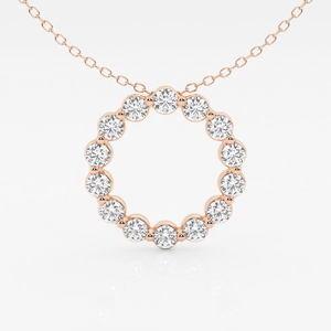 Collier pendentif rond en diamant cultivé en laboratoire 1 CTW pour femme, bijoux de mode, chaîne ajustable élégante et étincelante - Product Image 3