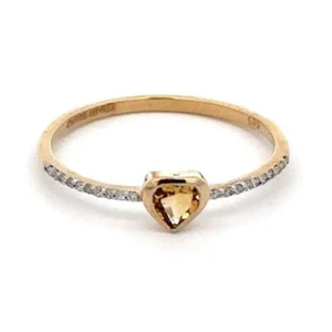 14K Gold Heart-Shaped <b>Citrine</b> <b>Ring</b> with Prong Setting - Product Image 2