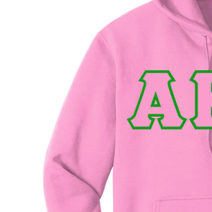 เสื้อฮู้ดปักลายตัวอักษรกรีก 3 ตัว สีชมพู เนื้อผ้าหนานุ่ม ผสมผ้าฝ้ายและผ้าฟลีซ สวมใส่สบาย เหมาะสำหรับทุกเพศทุกวัย ใส่ได้ในฤดูหนาว - Product Image 3