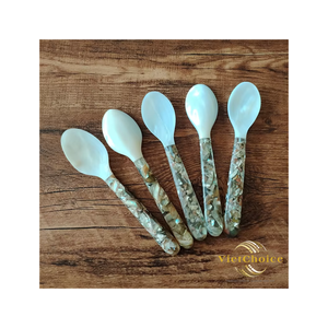 Ensemble de 5 cuillères en nacre naturelle, cuillères à café, à thé, à dessert, à caviar, vaisselle de cuisine, fabrication artisanale, VIETCHOICE - Product Image 6